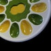 Vintage Deviled Egg Plate 1970's Avocado Green and Harvest Gold Handmade Pottery