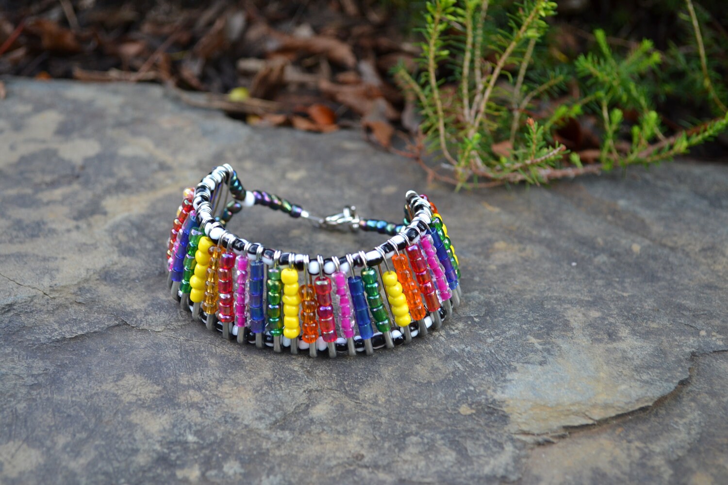 Beaded Safety Pin Bracelet