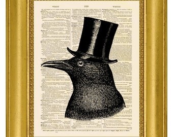 Popular items for bird with top hat on Etsy