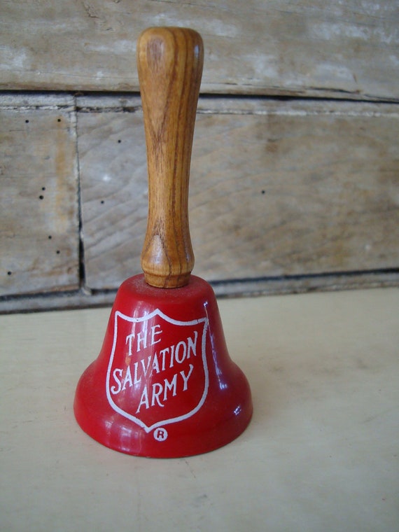 Red Bell Small Salvation Army Red Bell Wooden Handle