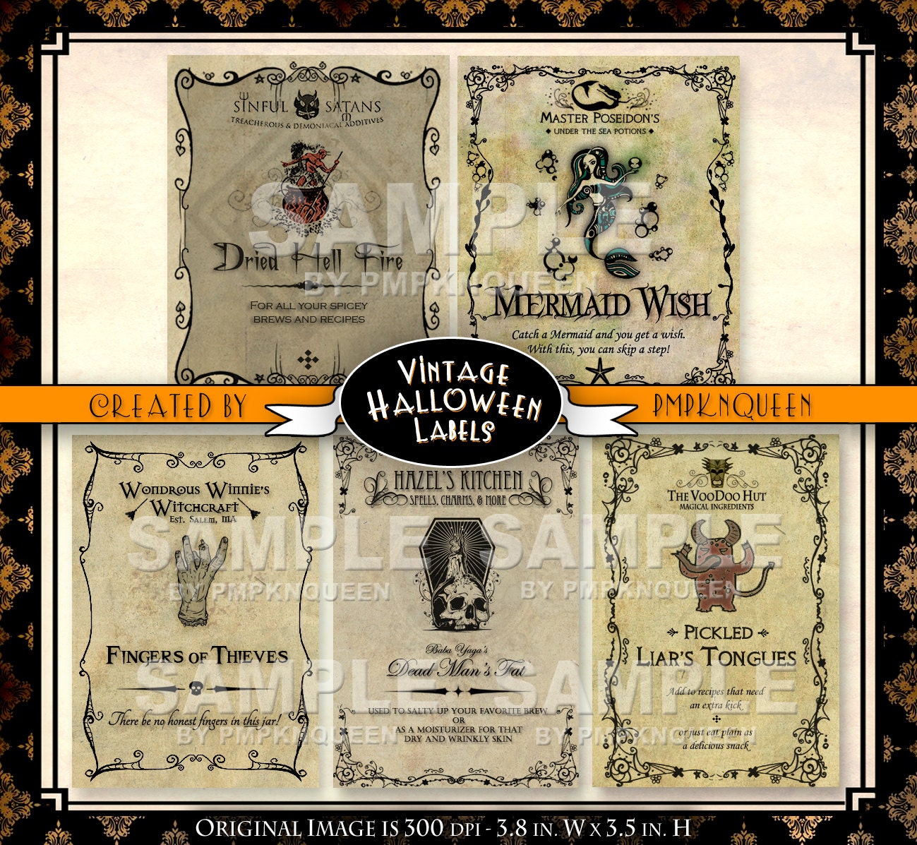 wide jar halloween label set