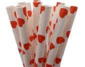 Red Heart Paper Straws, 25 RED Paper Straws, Red HEART Paper Straws, Valentine's Day Party, Red Weddings, Red Bridal Party, Diy Flags Il_170x135