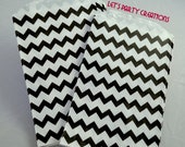 Halloween Party Favor Bag-(12) BLACK CHEVRON Paper Bags Black Chevron Bags (5x7):Popcorn bag, Carnival Party, boutique/bakery bag DIY Il_170x135
