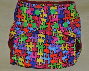 Autism Awareness Pocket Cloth Diaper with Snaps, OSFM