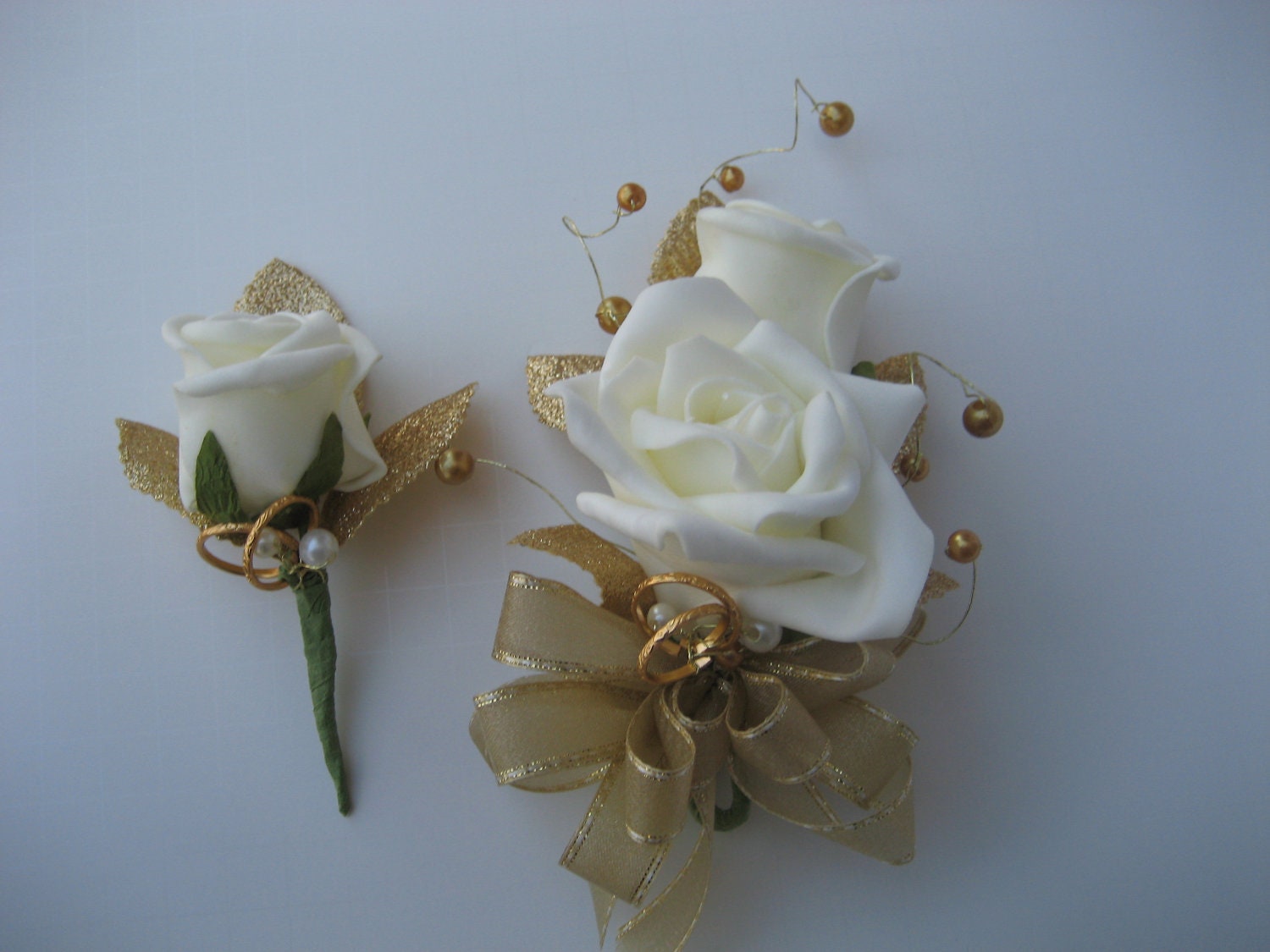 50th Wedding Anniversary Corsage and Boutonniere by DESIGNSBYDME