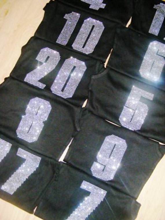 1 Rhinestone Baseball number Iron On Transfer Crystal bling