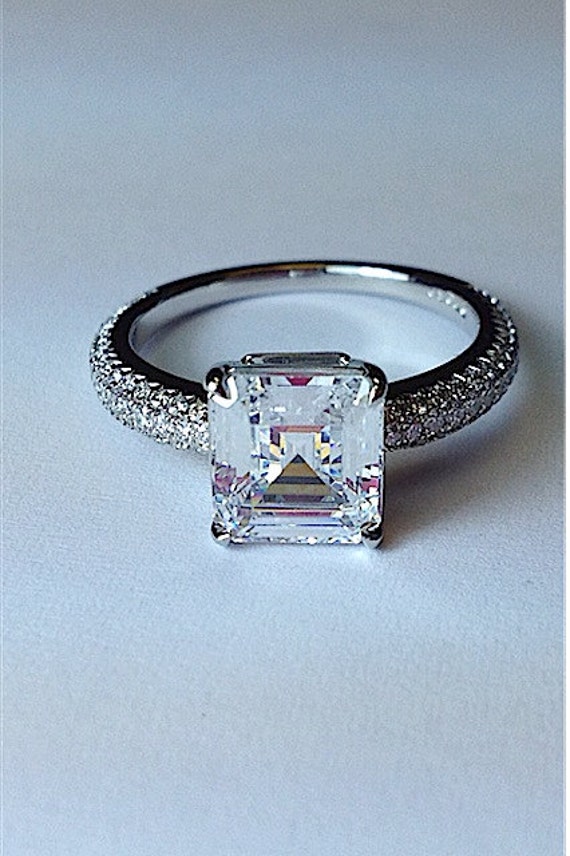 Items similar to Asscher Cut Engagement Ring on Etsy