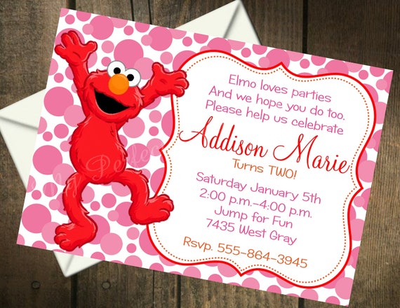 Elmo Girl Themed Printable Birthday Invitation 