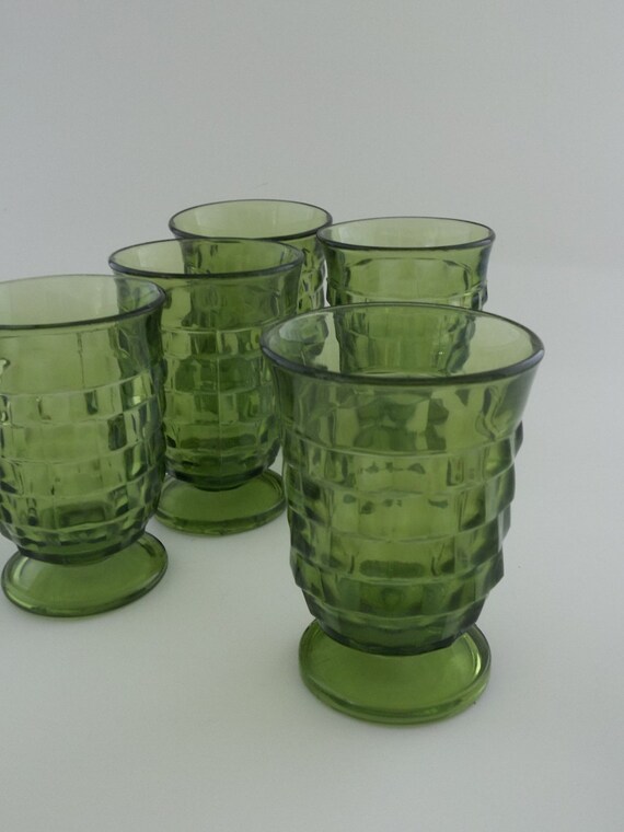 green drinking glass set