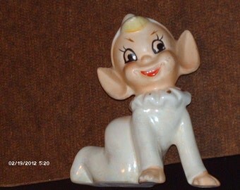 Vintage, gold trimmed, Ceramic Elf, a year round Favorite Figurine