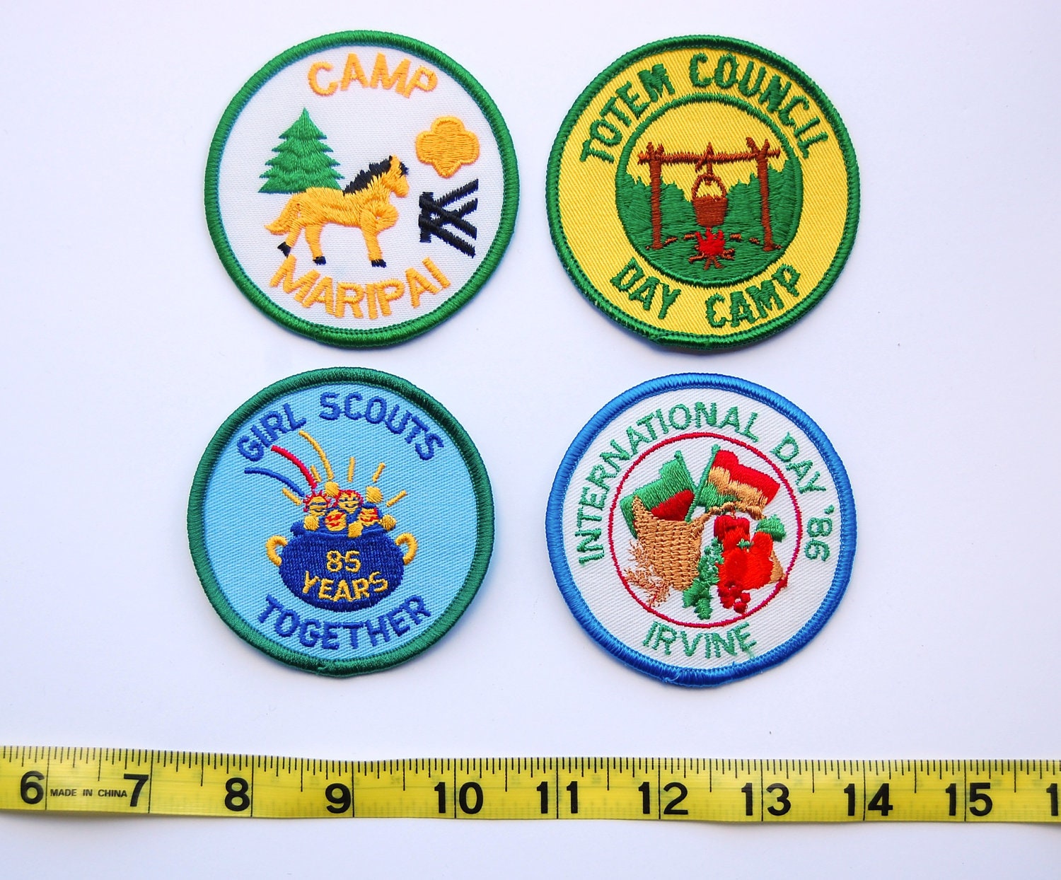 Vintage Girl Scout Badges Lot of 4 1980s Scout Patches