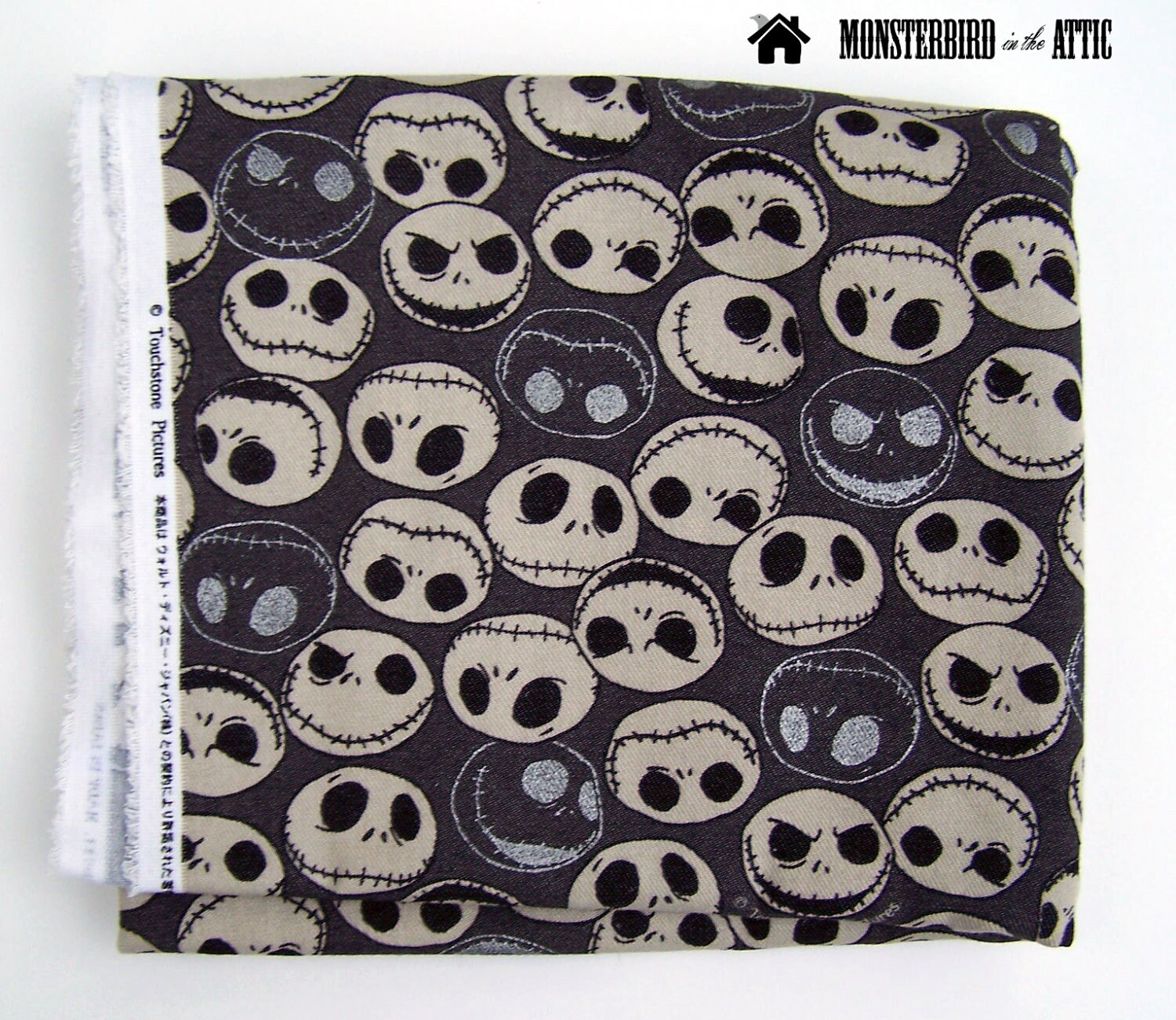 SALE Jack SKELLINGTON cotton fabric RARE halloween spooky