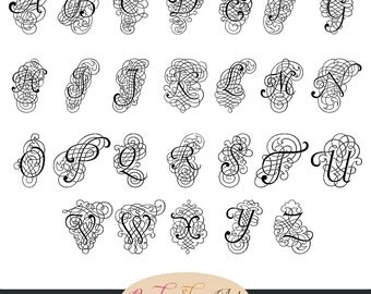 Instant Download - Ornate Alphabet, Calligraphy Initials, Letters, Font ...