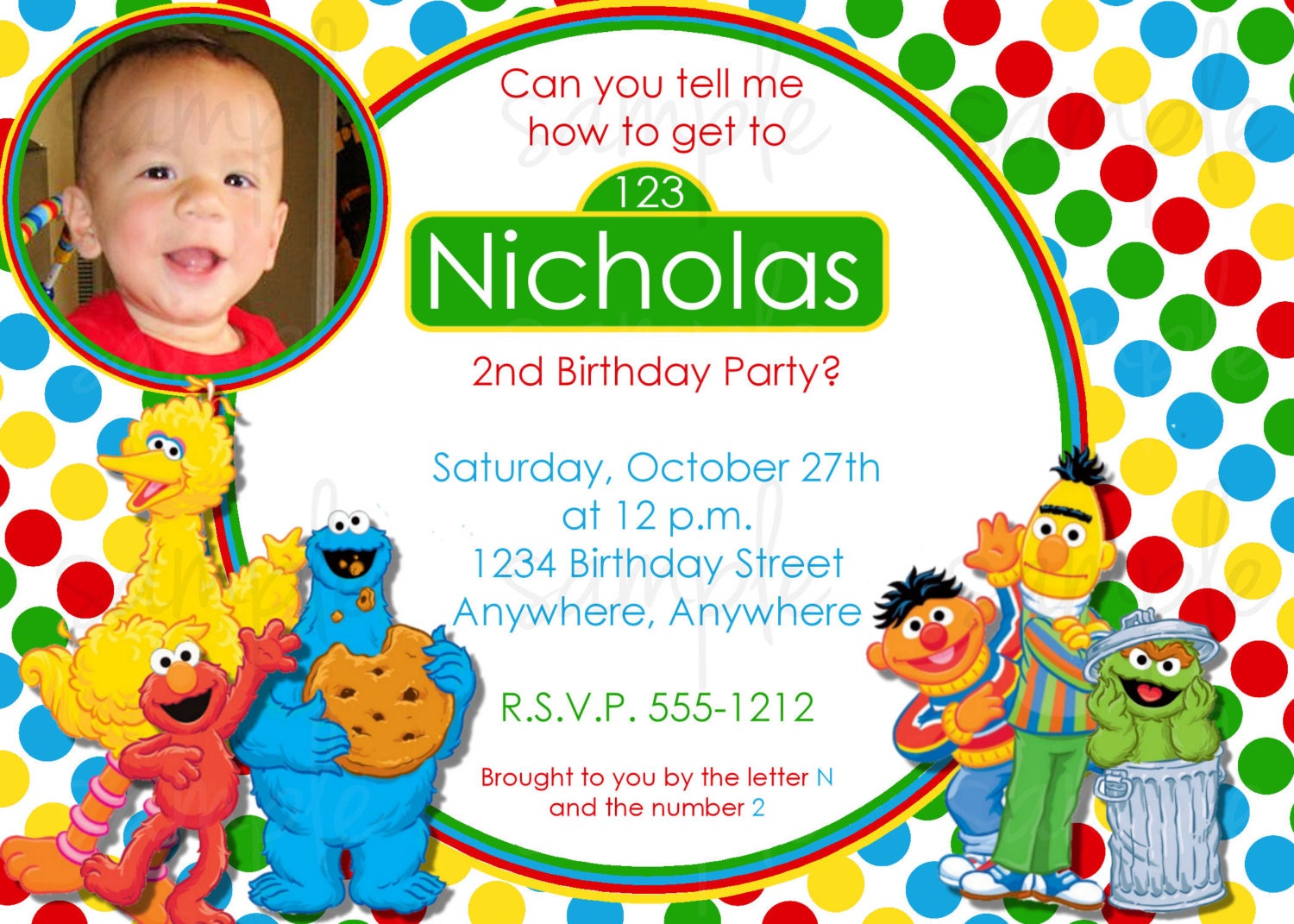 Sample Invitations Birthday 1St Sesame Street 7