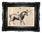 Unicorn - ORIGINAL ARTWORK Unicorn print , Art  print ,HAND Painted- Mixed Media  dictionary print