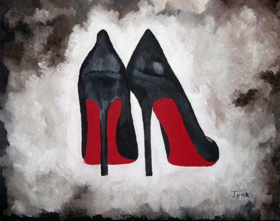 Items similar to Christian Louboutin Black Shoes Art Print 10 x 8