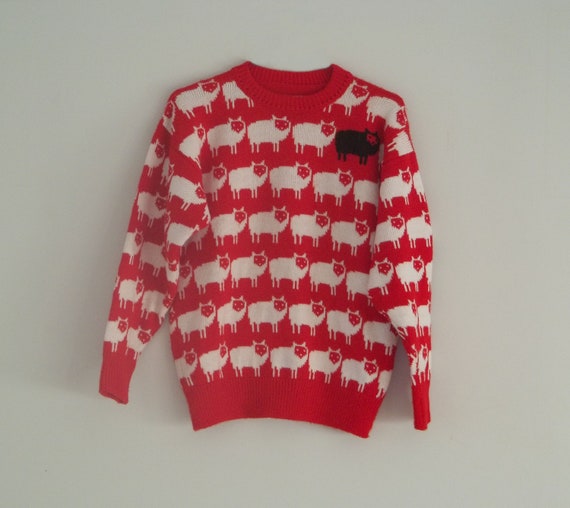 Vintage 80s Black Sheep Novelty Sweater