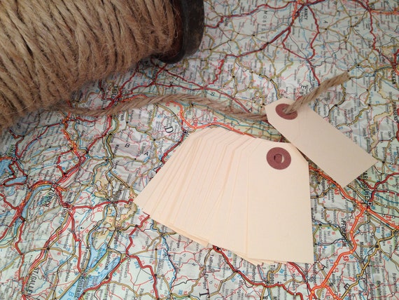 20 Manila Parcel Gift Tags - Great for scrapbooking and packaging gifts - 1 3/8"x 2 3/4"