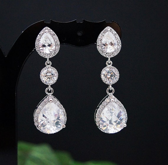 Items similar to Wedding Jewelry Bridal Jewelry Bridal Earrings Dangle ...