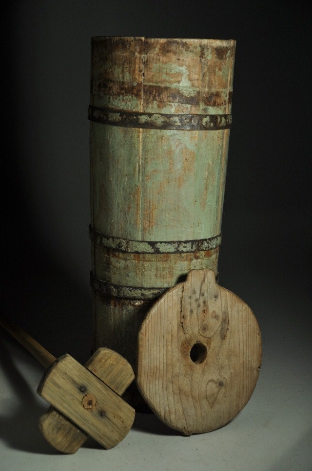 Antique Painted Staved Butter Churn