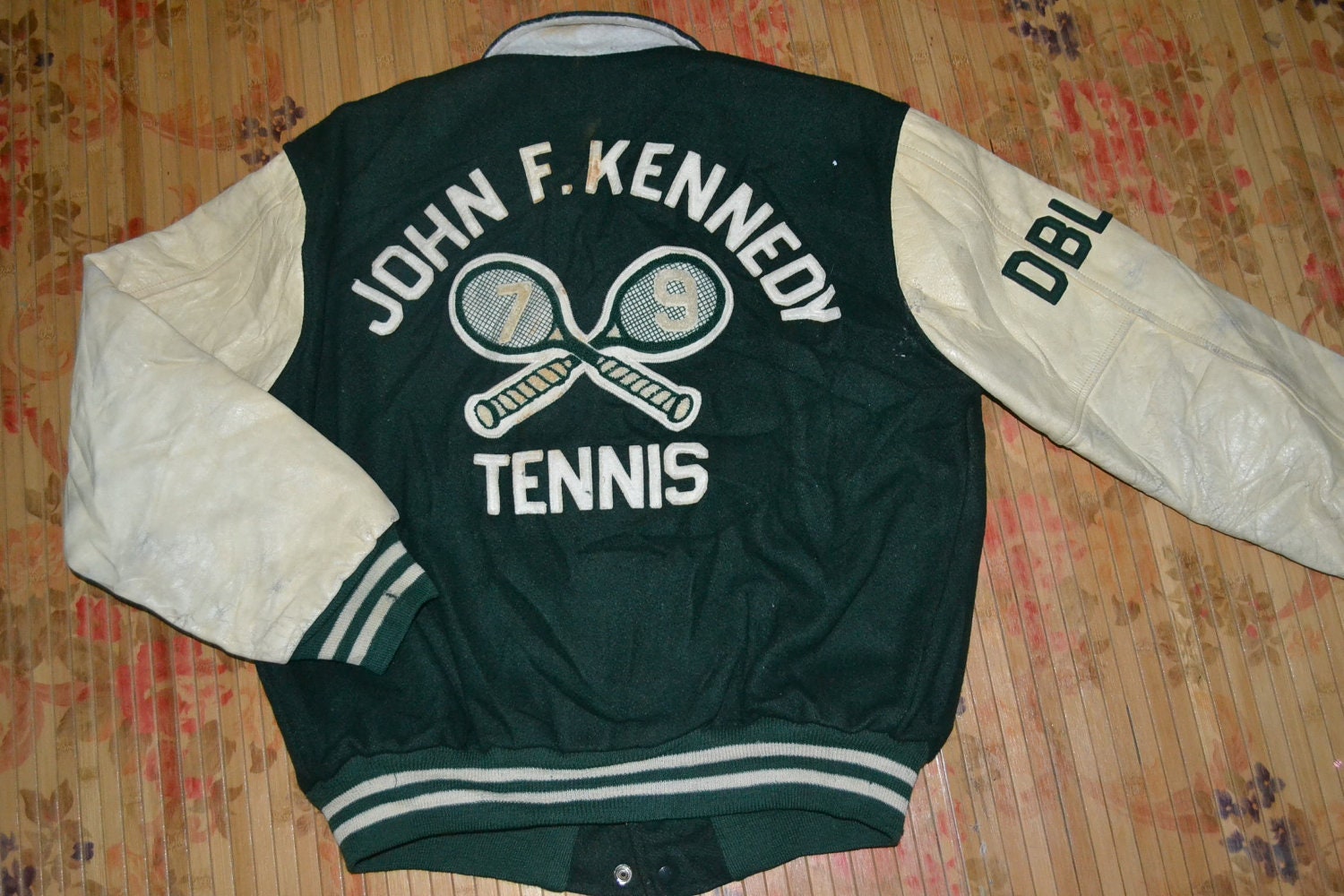 Vintage 70s VARSITY LETTERMAN JACKET John F Kennedy Tennis