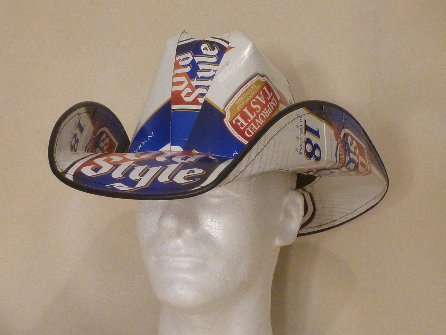 Beer Box Cowboy Hats. Made from recycled Old Style beer boxes.
