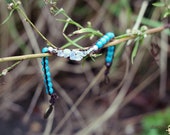 Blue Ice Wrap Bracelet - Original blue beads and beautiful white/fluorescent beads, asian style clasp