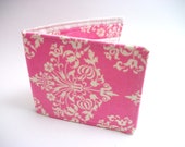 Pink Champagne Damask - Bifold fabric wallet - sweet girls wallet