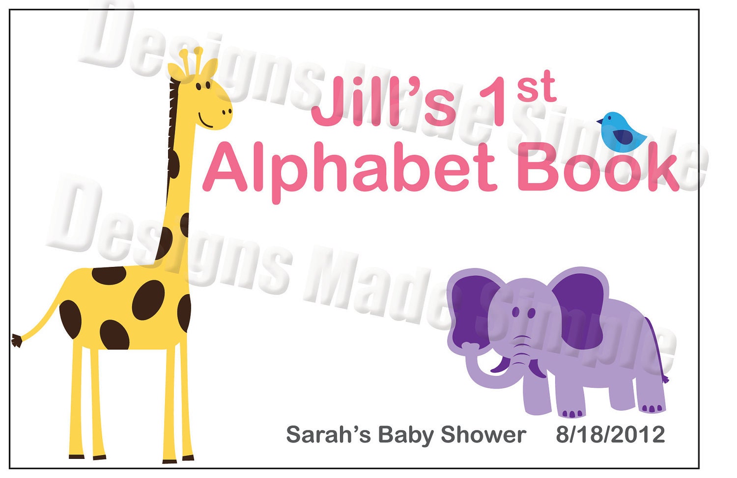 Baby's First Alphabet Book Baby Shower Activity Animal