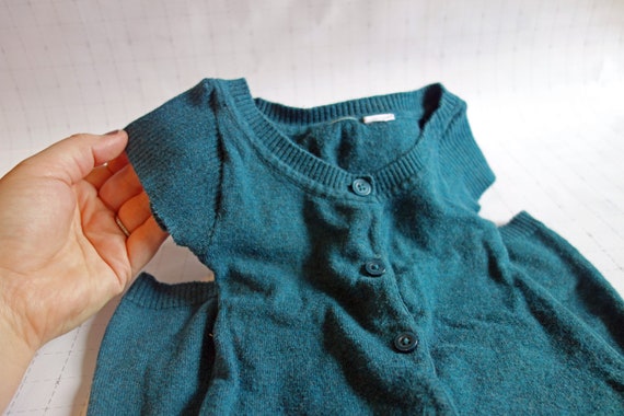 Adorable Teal Sweater Dress Gown for Baby Girl by WhiteTableCrafts