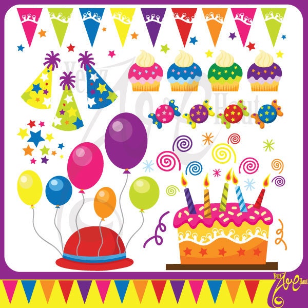 Birthday Set Collection ClipArt Bs006 Elements Personal and