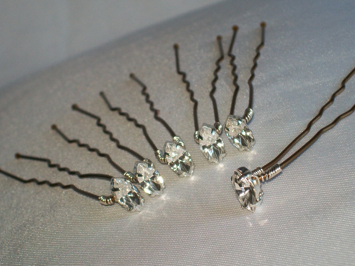 Handmade swarovski navette diamante wedding hairpin bobby pin
