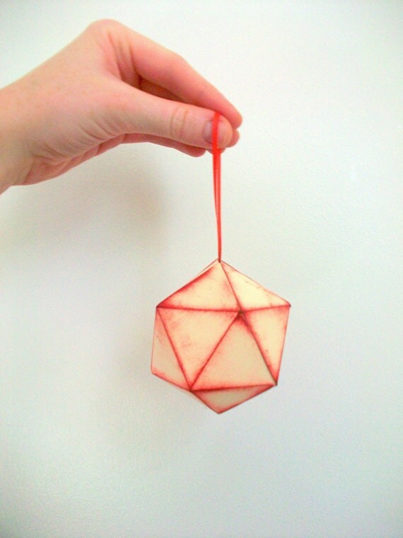 Very Merry Icosahedron Paper Ornament Christmas Ornament