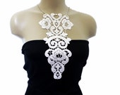 FREE SHIPPING-Luxury Handmade Cotton Lace Applique Collar, necklace - White- Woman Accessories - White Color - Woman Applique - OOAK
