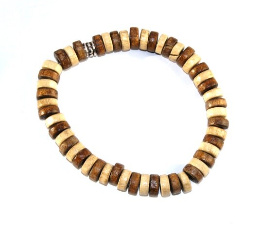 Items similar to Men's Beaded Bracelet Unisex Bracelet Wood Bead ...
