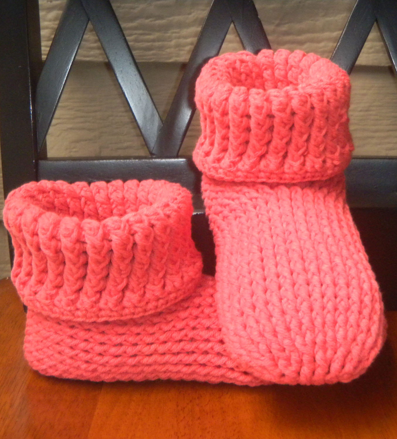 CROCHET PATTERN Knit Look Slipper Boots Adult Sizes 312