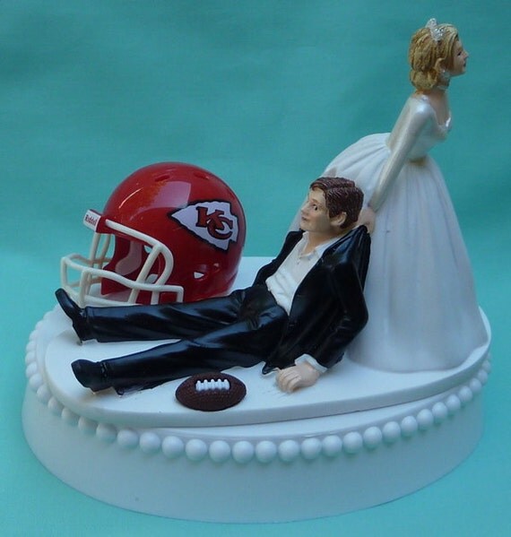 Wedding Cake Topper Kansas City Chiefs KC Football Themed w/