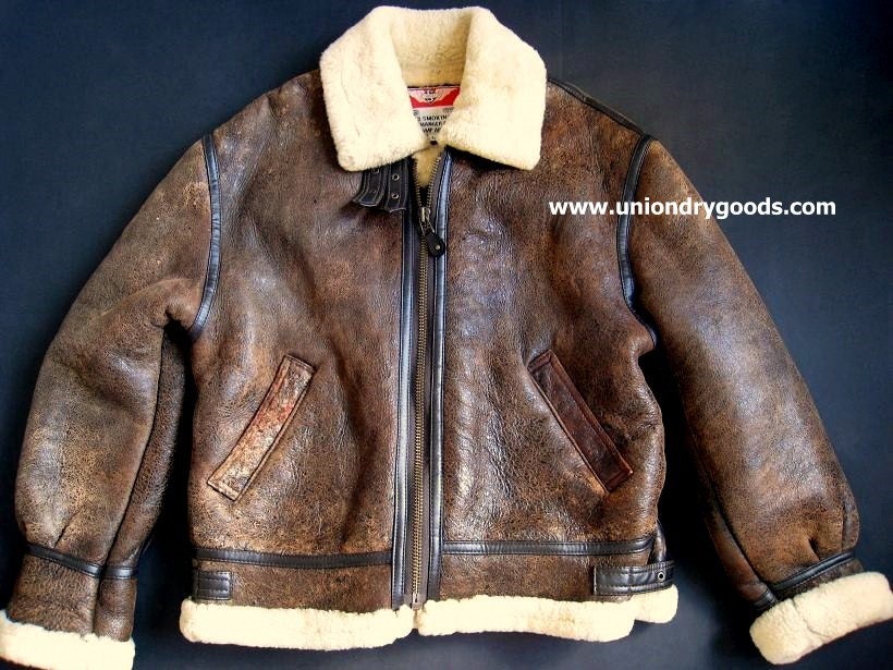 Vintage B3 Leather Shearling Bomber Flight Jacket by uniondrygoods