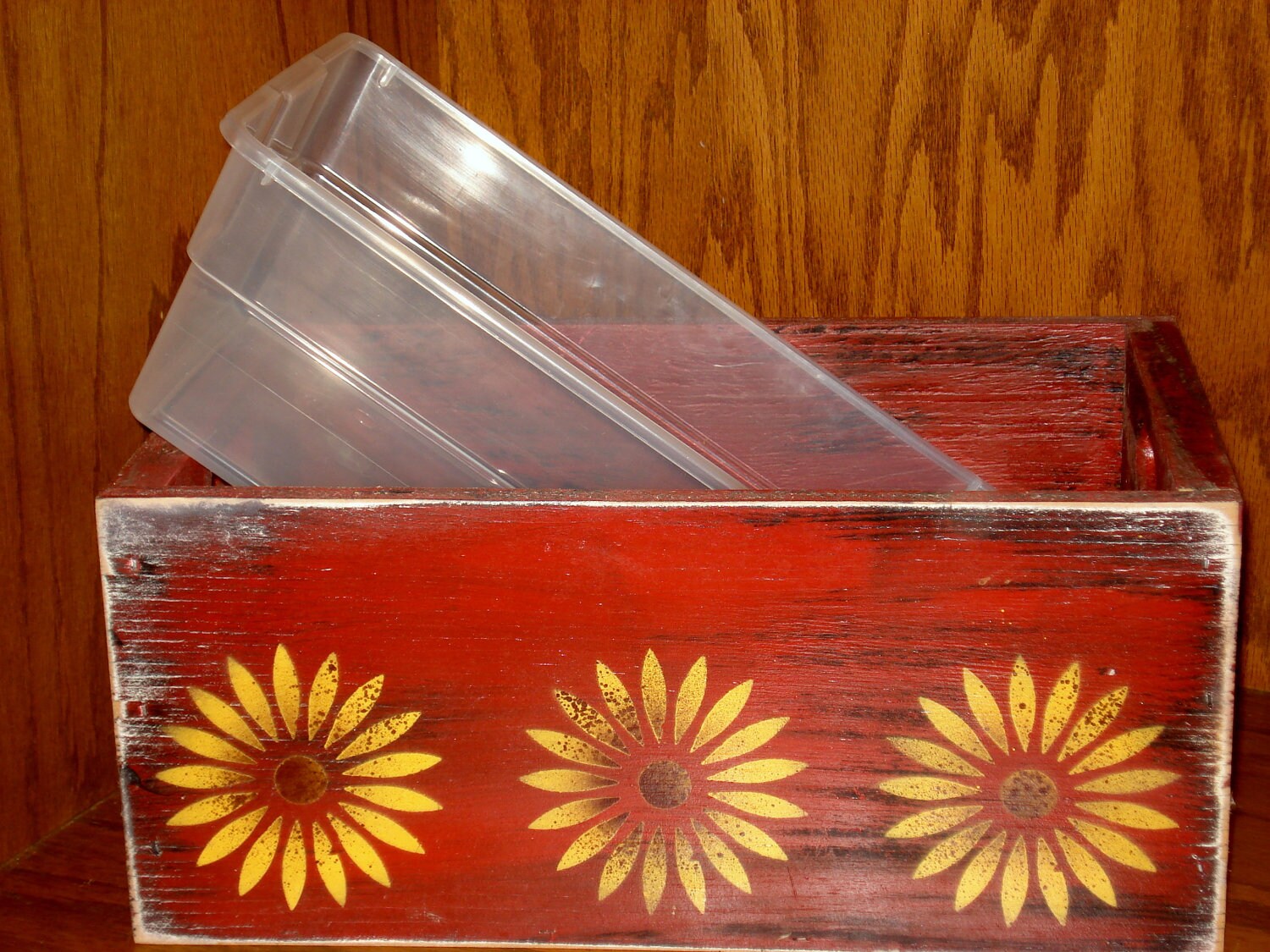 Wooden Crate Boxes w/ Plastic Tub Liner