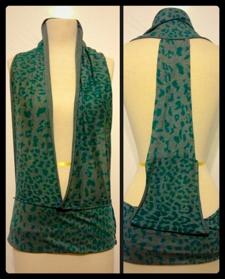 teal leopard print top