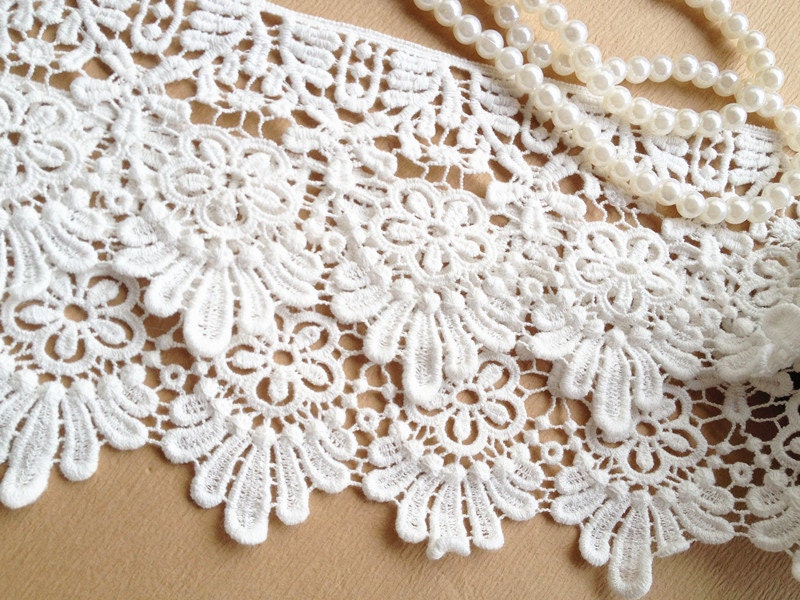 White Daisy Lace Trim Cotton Lace Trim Embroidered Bridal Lace