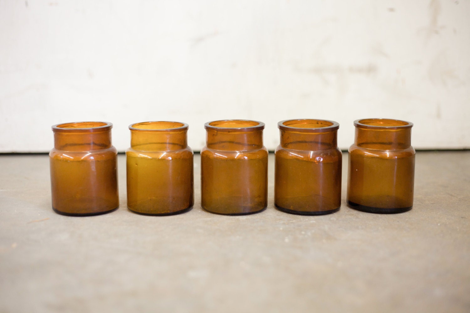 Rare Vintage Amber Glass Jars Haute Juice