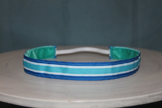 Items similar to No Slip Blue Striped Headband on Etsy