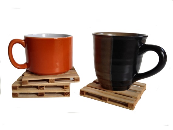 Beverage Pallet Drink Coaster - Coffee Coaster - 4 Coaster Set - Natural Reclaimed Hickory Wood