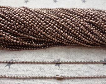 25pcs coffee Ball Chain Necklaces with connectors.. 27.5 inch Chain 1.5 mm wholesale--MN11