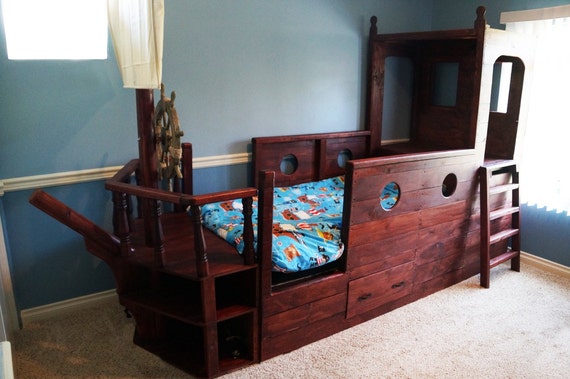 Items similar to Pirate Boat Bed - Awesome Wooden Pirate ...