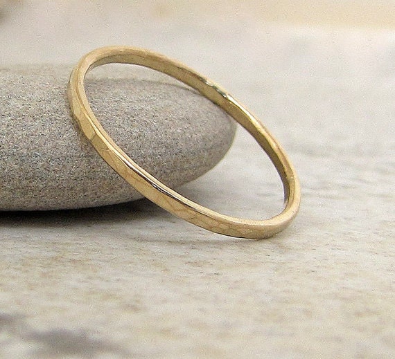  Thin  Wedding Band  Gold  Wedding  Ring  14k Hammered Gold  Wedding 