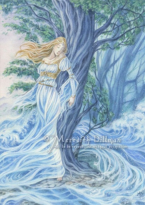 Mermaid art Undine water faerie print Medieval by meredithdillman