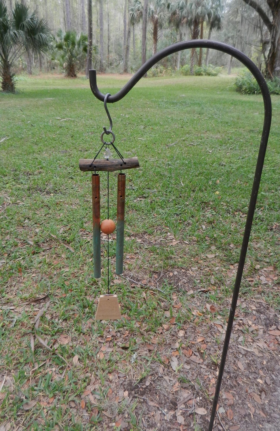 Wind Chime driftwood 2 halfinch copper pipes