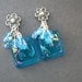 Dragonfly Earrings - Swarovski Crystal Earrings - Aqua Bali Post Fused Dichroic Glass Earrings 081112e105